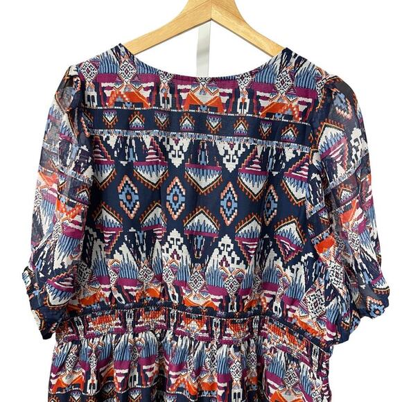 Old Navy Maxi Dress XL Aztec Southwestern Blue Boho - Picture 12 of 14